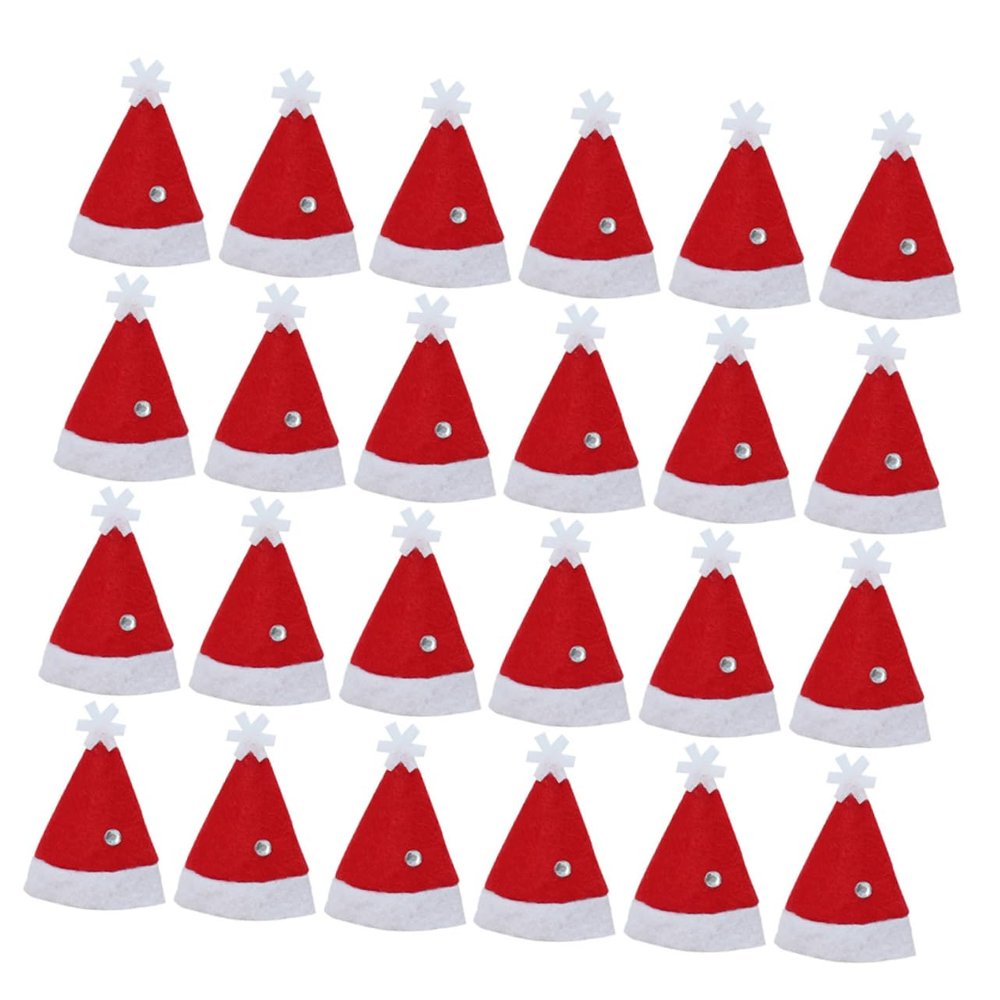 LABRIMP Festive Santa Hats Pack Mini Christmas Beanies Lollipop Wraps Candy Packing Toppers Wine Bottle Cap Decor