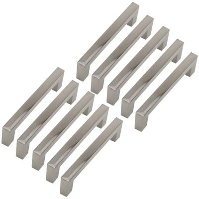 Cupboard handles,handles for cupboards & draws,10 Pcs Modern Cabinet Hardware for Kitchen Drawer, Brushed Nickel Cupboard Handles Bar Cabinet Handle, Decorative Furniture Knob for Home (Hole Centers (