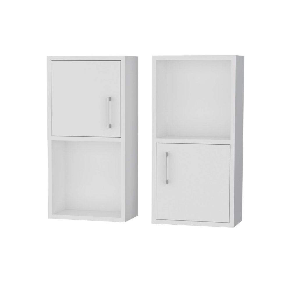 FM FURNITURE Dixie 2 Bathroom Medicine cabinets with Storage with Open Shelf, White