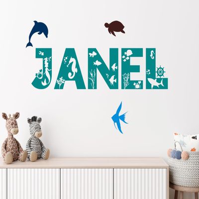 Megapolis Under The Water Wall Name Vinyl Decal, Ocean Themed Party Decoration, Baby Girl Nursery, Baby Girl Nursery Decor, Custom Kids Room Name