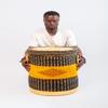 Threshold Woven Storage Basket with Lid, Black/White,Laundry Basket, Rattan Storage Basket, African Handmade Basket,Wicker Basket (Medium) view 3