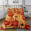 Erosebridal Spaghetti Bedspread Set Queen Funny Decor for Bedroom,Tomato Pasta Noodles Quilt Set for Adults Kids,Food Themed Coverlet Set Birthday Gifts Noodle Bed Set view 2