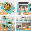 Blue Shelf Liners for Kitchen Cabinets Refrigerator Liners Waterproof & Oil-Proof Kitchen Cupboard Liner Drawer Mats EVA Material Non Adhesive Fridge Liner for Shelves 17.5 x 78.7 Inches view 3