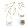 BORDSTRACT Golden Leaf Sculpture Statue with Light Luxury Marble Base - Elegant Home Decoration, Minimalist Design for Office and Home Decor view 3
