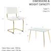 5 Piece Glass Dining Table Set for 4, 51" Glass Kitchen Table Set with Metal Legs, Modern Glass Dining Room Table and Teddy Chairs Set of 4, 5 Piece Dining Table Set for Kitchen (White+Gold Legs) view 2