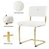 5 Piece Glass Dining Table Set for 4, 51" Glass Kitchen Table Set with Metal Legs, Modern Glass Dining Room Table and Teddy Chairs Set of 4, 5 Piece Dining Table Set for Kitchen (White+Gold Legs) view 3