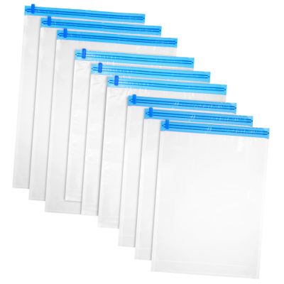 Hohopeti 9pcs Compression up Vacuum Seal Bags for Clothing Storage Reusable Pouches for Travel Organizing