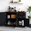COSTWAY Buffet Cabinet with Storage, Farmhouse Sideboard Storage Cabinet with 3 Doors, 2 Drawers & Adjustable Shelf, Console Table, Coffee Bar Credenza Cabinet for Kitchen Cupboard Dining Room (Black) view 2