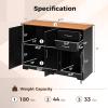 COSTWAY Buffet Cabinet with Storage, Farmhouse Sideboard Storage Cabinet with 3 Doors, 2 Drawers & Adjustable Shelf, Console Table, Coffee Bar Credenza Cabinet for Kitchen Cupboard Dining Room (Black) view 3