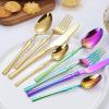 ONUIFIKE Silverware Set, 4/16/24/32 Pieces Stainless Steel Small Waist Knives, Forks And Spoons, Golden Steak Cutlery Set, Cutlery Flatware Set (Color : Rose Gold, Size : 1Set-4Pcs) view 3