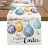Table Runner 12x120 Inch Long Happy Easter Flowers Eggs Butterfly Floral Non-Slip Washable Table Runners Burlap Table Linens for Family Dinner, Outdoor or Indoor Parties, Wedding, Gathering view 1