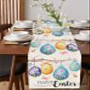 Table Runner 12x120 Inch Long Happy Easter Flowers Eggs Butterfly Floral Non-Slip Washable Table Runners Burlap Table Linens for Family Dinner, Outdoor or Indoor Parties, Wedding, Gathering view 4