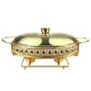 Chafing Dish Buffet Set Stainless Steel Oval Chafing Food Pan with Covers Buffet Servers and Food Warmers for Parties Wedding Outdoor Banquet (Gold 2L view 1