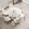 53.15" Round Dining Table, Mid Century Modern Dining Table with PU Base for 6-8 Person, Dining Room Table for Dining Room Kitchen,Living Room, Restaurant, White view 2
