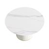 53.15" Round Dining Table, Mid Century Modern Dining Table with PU Base for 6-8 Person, Dining Room Table for Dining Room Kitchen,Living Room, Restaurant, White view 3