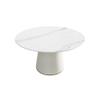 53.15" Round Dining Table, Mid Century Modern Dining Table with PU Base for 6-8 Person, Dining Room Table for Dining Room Kitchen,Living Room, Restaurant, White view 4