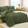 Andency California King Comforter Set Olive Green - 7 Piece Cal King Bed in a Bag Boho Olive Green Tufted Bedding Sets, Bed Set with Comforter, Sheets, Pillowcases & Shams view 1