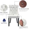 Rhomtree PU Leather and Velvet Dining Chairs, Upholstered Dining Room Chairs with Ring Pull Trim & Button Back, Luxury Tufted Dining Chairs for Living Room, Bedroom, Kitchen(White+Pink Set of 4) view 4