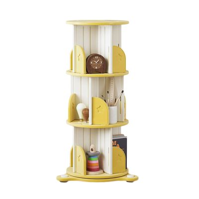 ZFUCMAYL 3-Tier Rotating Bookshelf,360CD Display Stand,Floor-Standing Unit Storage Display Rack,Easy Assemble Suitable for Office Room Home Bedroom Living (Color : Yellow)