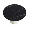 53.15" Round Dining Table, Mid Century Modern Dining Table with PU Base for 6-8 Person, Dining Room Table for Dining Room Kitchen,Living Room, Restaurant, Black view 3