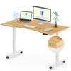 FLEXISPOT E6 MAX Bamboo Dual Motor 48x24 Inch 3-Stage Heavy Duty Standing Desk, 330lbs Weight Capacity, Height Adjustable Desk w/Cable Management & Wheels (Solid Bamboo Curved Desktop + White Frame) view 1