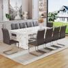 gopop 11 Piece Dining Table Set, 79" Marble Dining Table Set for 10, Marble Pattern MDF Dining Table Top and Base, 10 PU Leather Dining Chairs with Chrome Plated Metal Legs for Kitchen Dining Room. view 2