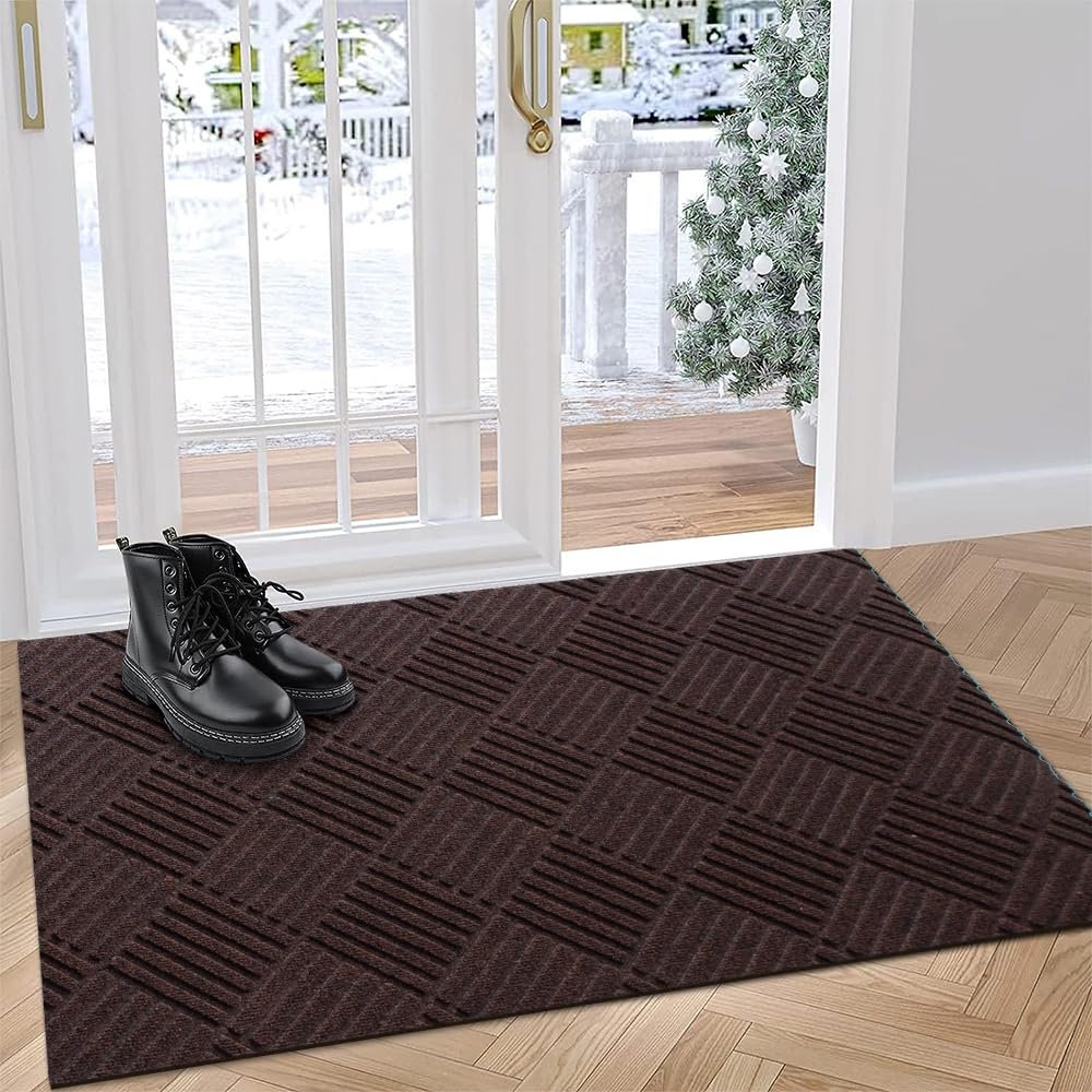 Durable Outdoor-Brown Anti-Slip Large Front Door Mat, 3FTX59FT, Washable Entryway Mat for Patio Porch