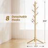 Azaeahom Coat Rack, Coat Racks Freestanding with 8 Hooks 3 Adjustable Heights for Clothes, Hats, Handbags, Coat Tree Easy Assembly for Entryway, Bedroom, Hallway, Office(Nature) view 4
