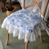 ALEEIK Floral Ruffled Chair Pad Blue & White Flower Print Chair Cushion Vintage Farmhouse, Country Cottage Chair Cushion for Wooden Dining Chair, 18x18 Inches view 1