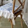 ALEEIK Floral Ruffled Chair Pad Blue & White Flower Print Chair Cushion Vintage Farmhouse, Country Cottage Chair Cushion for Wooden Dining Chair, 18x18 Inches view 3