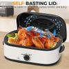 14 Quart Electric Roaster Oven with Slow Cooker Function, Turkey Roaster Oven Buffet with Self-Basting Lid, Removable Pan, Cool-Touch Handles, Easy to Clean, White view 4