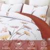 Dinjoy King Size Quilt Set Floral,3 Pieces Burnt Orange & Yellow Quilts Farmhouse Quilt Bedding Sets Lightweight Bedspreads Coverlet Set Summer Quilts for King Bed (110"x90") view 3