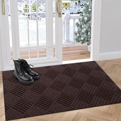 Door Mat Outdoor, Heavy Duty Durable Welcome Mat Outside, Large Front Door Mats, Doormat Indoor Entrance, Outdoor Mat, Anti-Slip Rubber Door Mat for Patio Porch, Washable Entryway Mat, 2FTX54FT, Brown