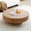 31.49'' Original Wood Color Small Round Coffee Table for Apartment, Modern Living Room Coffee Table with Sturdy Pedestal for Small Space view 3