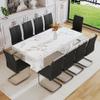 gopop 11 Piece Dining Table Set, 79" Marble Dining Table Set for 10, Marble Pattern MDF Dining Table Top and Base, 10 PU Leather Dining Chairs with Chrome Plated Metal Legs for Kitchen Dining Room. view 1