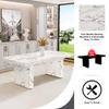 gopop 11 Piece Dining Table Set, 79" Marble Dining Table Set for 10, Marble Pattern MDF Dining Table Top and Base, 10 PU Leather Dining Chairs with Chrome Plated Metal Legs for Kitchen Dining Room. view 4