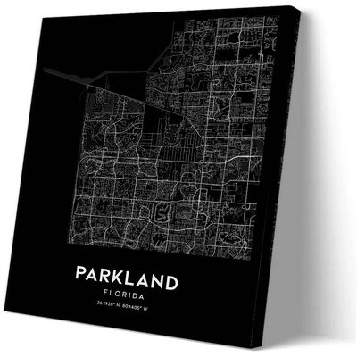 Zhumendi Parkland Vintage Map Poster Parkland Street Prints Florida Map of United States Poster Landscape Art Bedroom Wall Painting Artwork (16.00''x24.00'',Framed)
