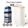 Foluck Slim Laundry Hamper, 60L Waterproof Narrow Laundry Basket with Lid and Removable Bag, Collapsible Tall Clothes Hamper with Bamboo Handles for Clothes Toys in Dorm Bedroom Bathroom, Beige view 2