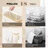 Foluck Slim Laundry Hamper, 60L Waterproof Narrow Laundry Basket with Lid and Removable Bag, Collapsible Tall Clothes Hamper with Bamboo Handles for Clothes Toys in Dorm Bedroom Bathroom, Beige view 4