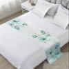 Teal Green Floral Bed Runner for Full/Queen Bed, Bedspread Protector Slipcover Bed Scarf for Foot Bed Runners & Scarves for Bedroom Hotel Wedding 83x20 Spring Summer Country Flowers Ombre Green Rustic view 1