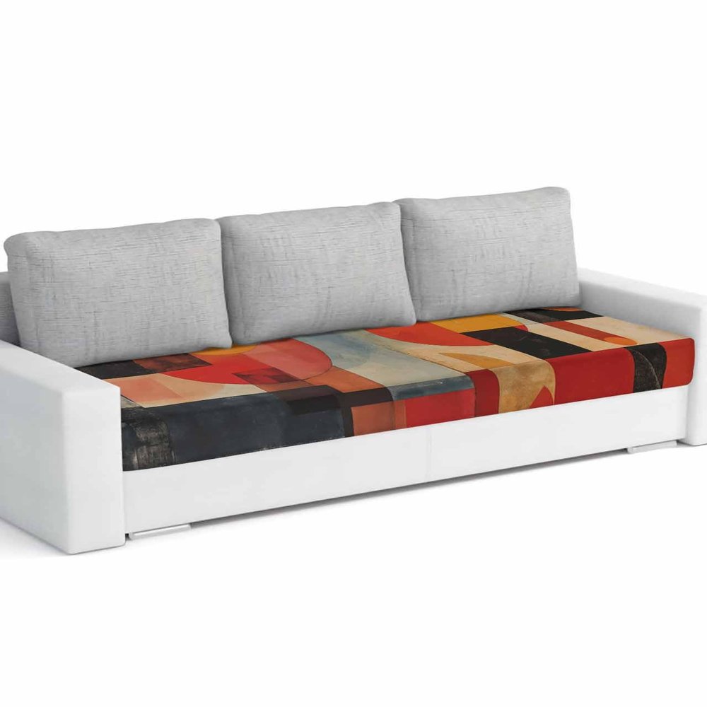 Abstract Orange Sofa Couch Cushion Covers Washable, Removable Stretchable Sectional Couch Covers Slipcovers for L & T Shape Sofa Furniture Protector L Size 1 pc Shabby Chic Geometric Circle Red Black