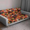 Abstract Orange Sofa Couch Cushion Covers Washable, Removable Stretchable Sectional Couch Covers Slipcovers for L & T Shape Sofa Furniture Protector L Size 1 pc Shabby Chic Geometric Circle Red Black view 3