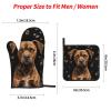 CSGJMYGS Oven Mitts and Pot Holders Set of 4 Heat Resistant Oven Glove and Hot Pads Brown Dog Kitchen Oven Mittens Non-Slip Potholder for Cooking Baking Grilling view 2