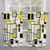 Kitchen Curtain Valance, Nordic Style Retro Medieval Geometric Abstract Boho Yellow Black Gray Short Rod Pocket Window Curtain Tiers for Bedroom, Bathroom, 2 Panel, 27.5" W x45 L view 1