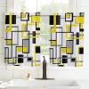 Kitchen Curtain Valance, Nordic Style Retro Medieval Geometric Abstract Boho Yellow Black Gray Short Rod Pocket Window Curtain Tiers for Bedroom, Bathroom, 2 Panel, 27.5" W x45 L view 3
