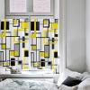 Kitchen Curtain Valance, Nordic Style Retro Medieval Geometric Abstract Boho Yellow Black Gray Short Rod Pocket Window Curtain Tiers for Bedroom, Bathroom, 2 Panel, 27.5" W x45 L view 4