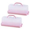 CHILDWEET 2pcs Portable Lid Rectangular Bread Box Reusable Cake Keeper Airtight Storage Container for Bread Loaf Cakes and Snacks Home and Outdoor Use view 1