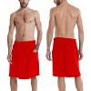 ANUFER Mens Adjustable Bath Towel Wrap - Wearable Towel Skirt with Pocket for Gym Shower Sauna Spa & Beach Cover Ups Red M view 2