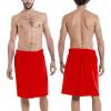 ANUFER Mens Adjustable Bath Towel Wrap - Wearable Towel Skirt with Pocket for Gym Shower Sauna Spa & Beach Cover Ups Red M view 3