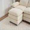 101.6" Oversized Sectional Sofa Cloud Couch, Modern Chenille Fabric Double-Upholstered Comfy Sleeper Sofa, L Shaped Boucle Couch with Moveable Ottoman for Living Room, Apartment, Office (Beige) view 3